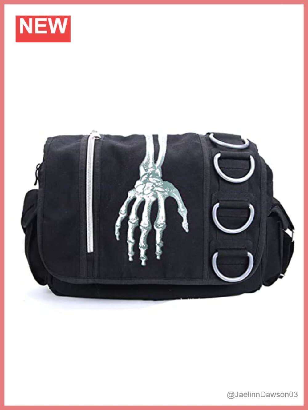 Goth Grunge Y2k Skull Backpack Hooded Canvas Shoulder Bag Gothic Messenger